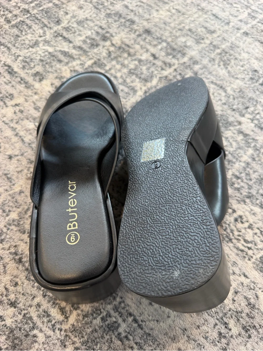 Black Platform Slide Sandals